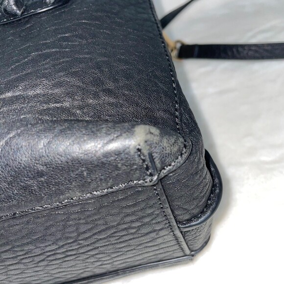 Vince Camuto Axmin Satchel Black Bublam Leather Crossbody Top Handle Bag Purse - Picture 6 of 12